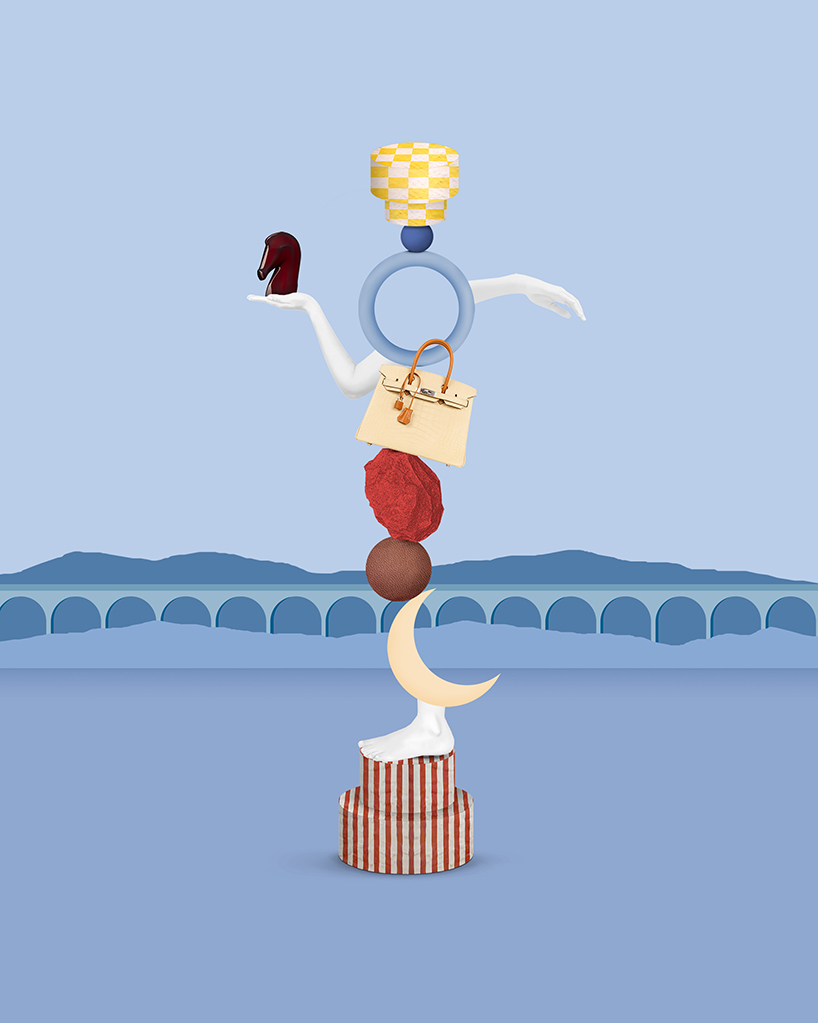 a whimsical window display intertwining the mundane and surreal marks Hermès zurich
