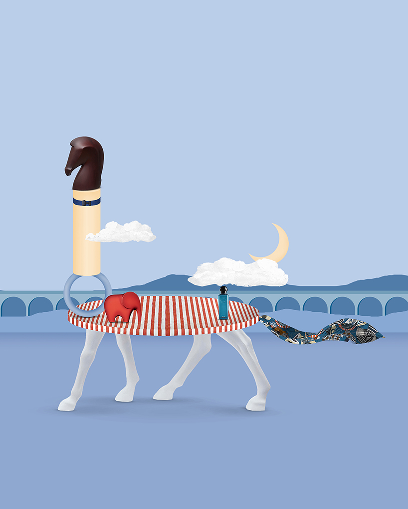 a whimsical window display intertwining the mundane and surreal marks Hermès zurich