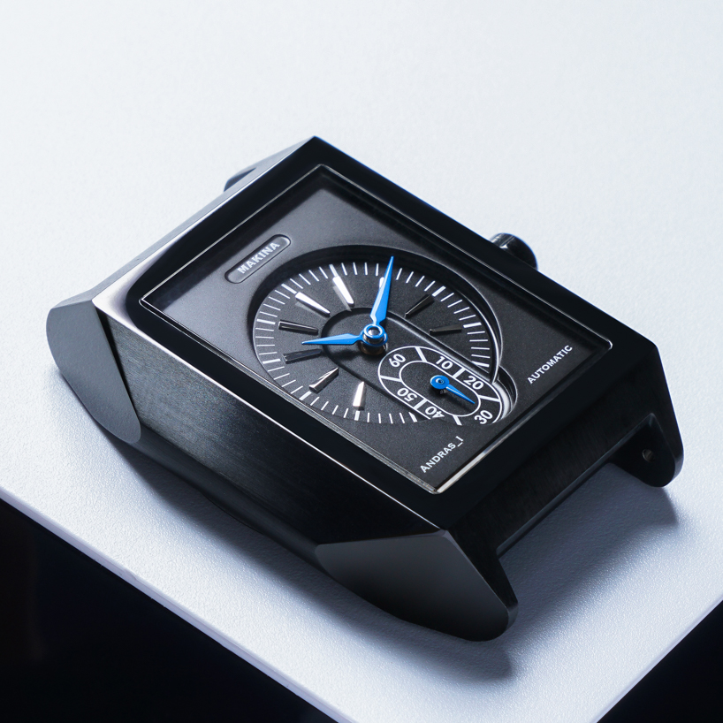makina crafts an angular, contemporary interpretation of three-handed art deco watches