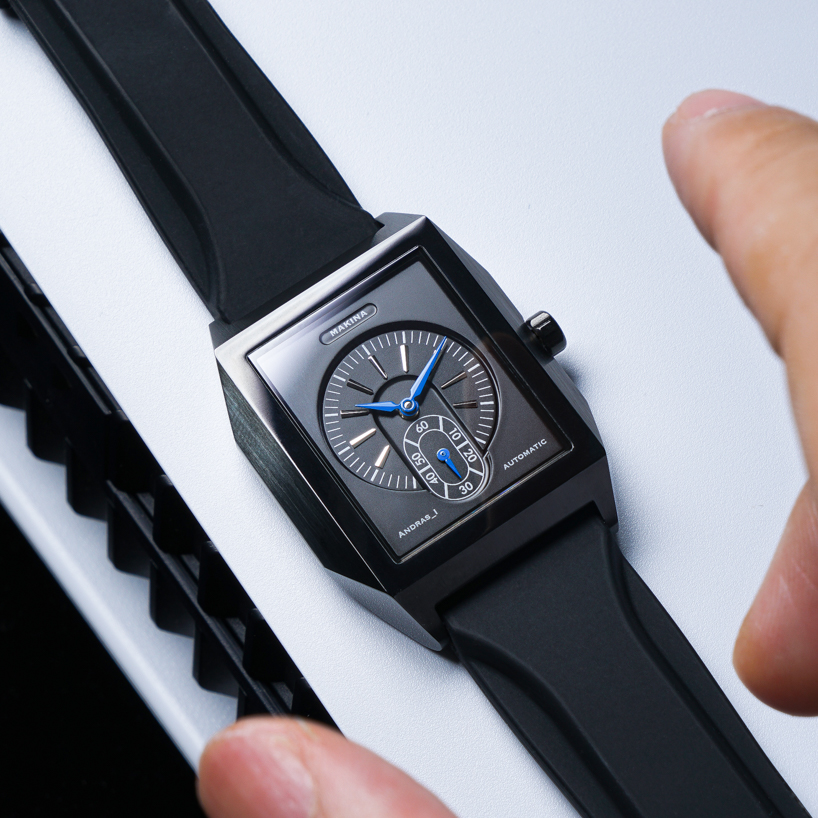 makina crafts an angular, contemporary interpretation of three-handed art deco watches