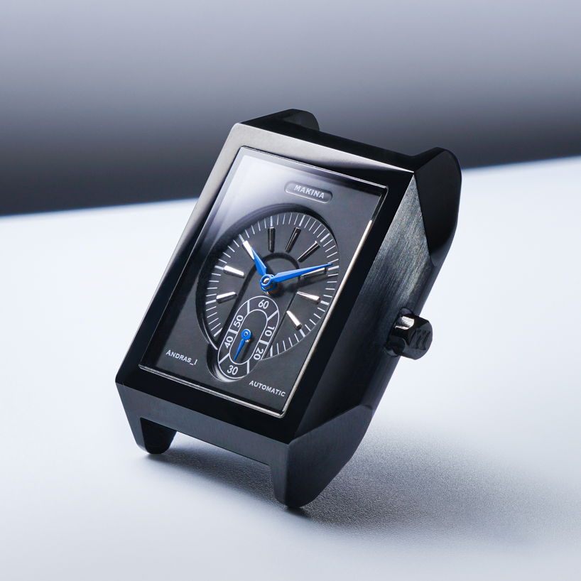 makina crafts an angular, contemporary interpretation of three-handed art deco watches