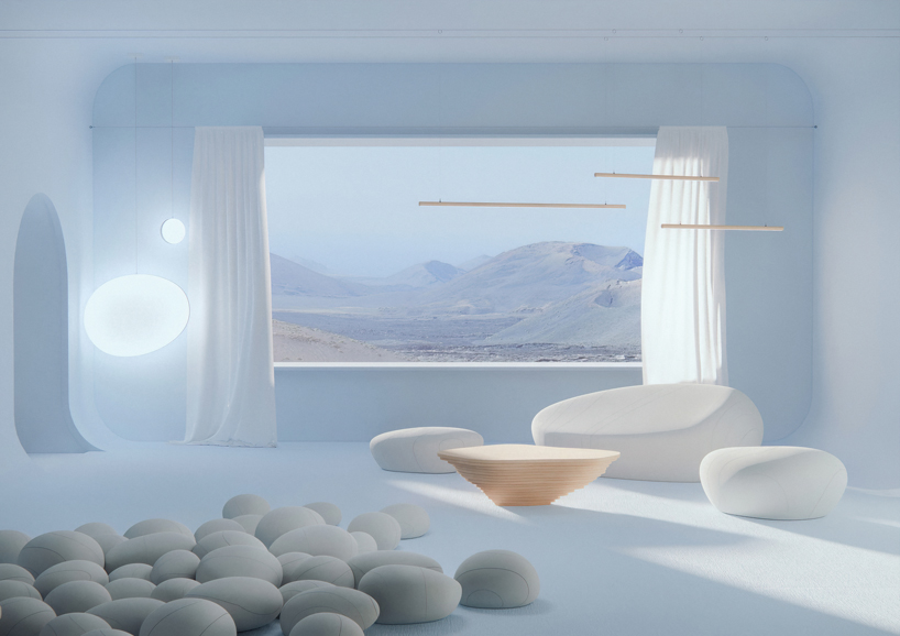 smarin's livingstones pebble systems serve as both public seating and abstract installations