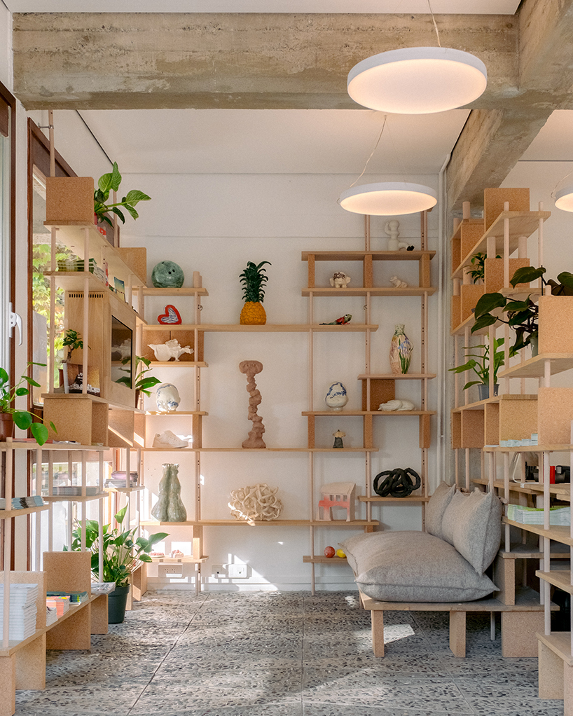 smarin's reconfigurable cork and wood installation welcomes visitors at villa arson, france