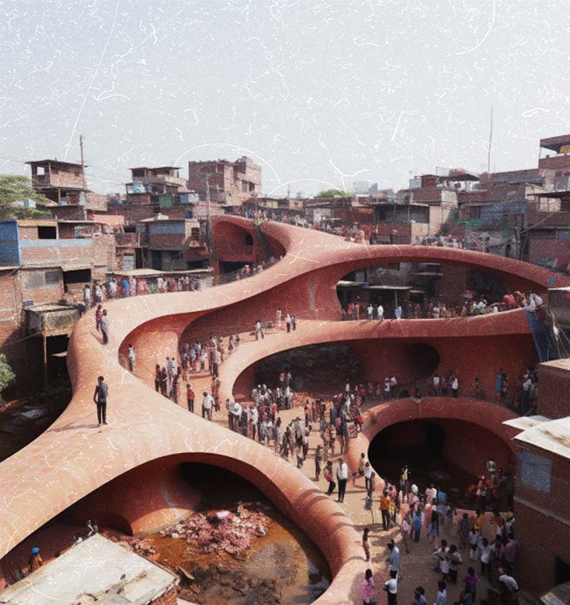 AI-generated futuristic nostalgia by Micheal Mareena reflects social and architectural dualities within india