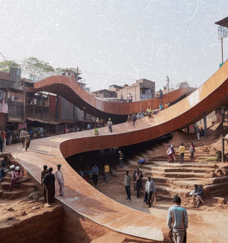 AI-generated futuristic nostalgia by Micheal Mareena reflects social and architectural dualities within india