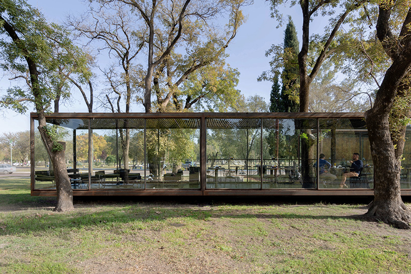 lightweight metal frames glazed gastronomic pavilion in parque de mayo in argentina - 1