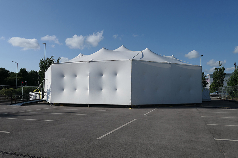 mobile event tent serves as adaptable arts center to foster community access across england
