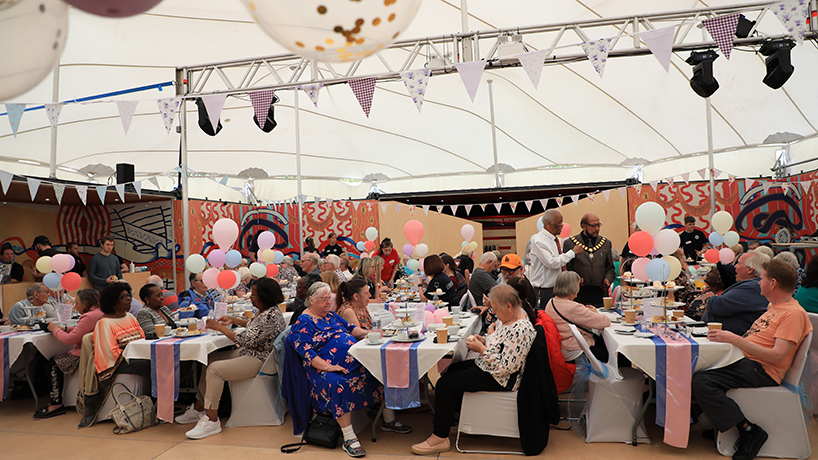 mobile event tent serves as adaptable arts center to foster community access across england