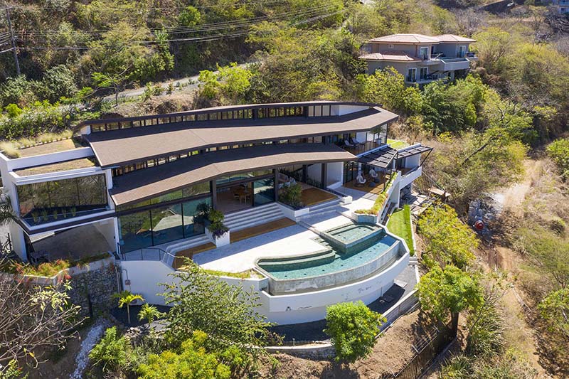 sequence of four roofs tops LSD architects' casa ondas in mountains of costa rica