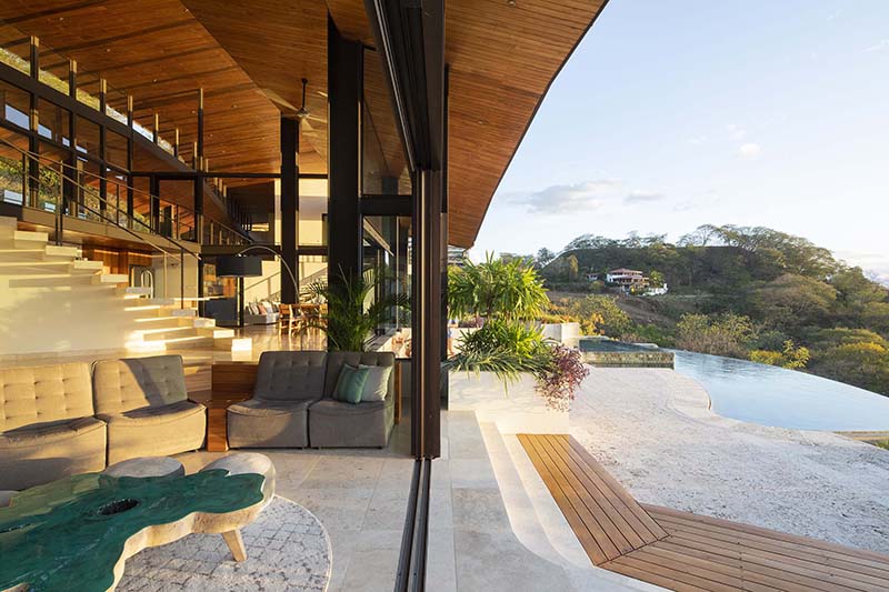 sequence of four roofs tops LSD architects' casa ondas in mountains of costa rica