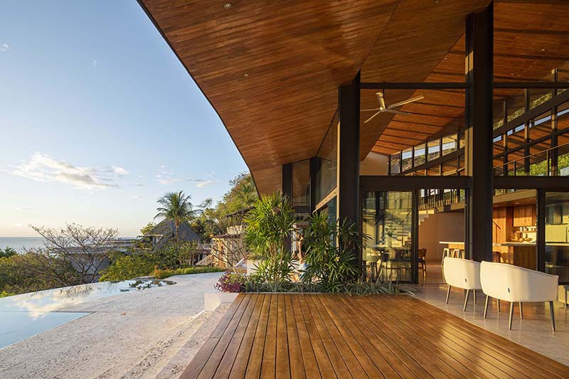 sequence of four roofs tops LSD architects' casa ondas in mountains of costa rica