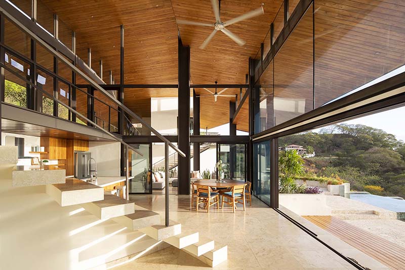 sequence of four roofs tops LSD architects' casa ondas in mountains of costa rica