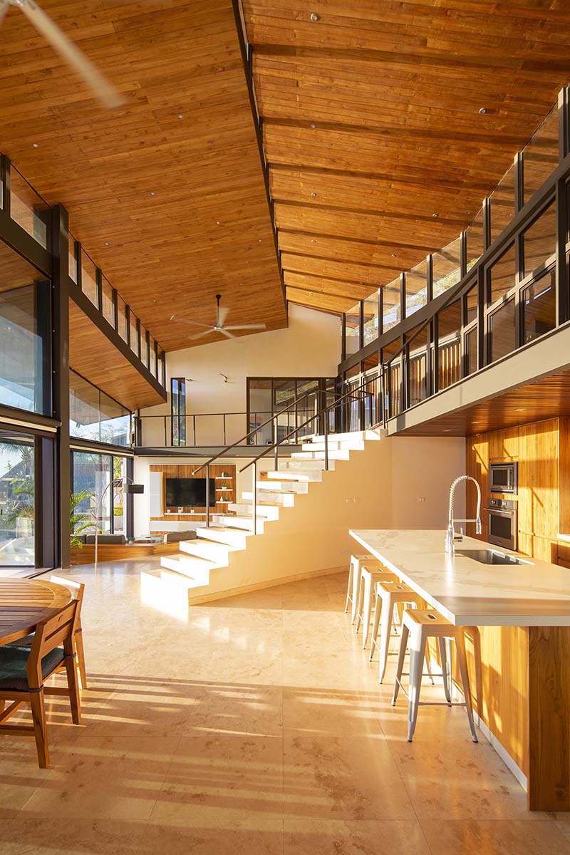 sequence of four roofs tops LSD architects' casa ondas in mountains of costa rica