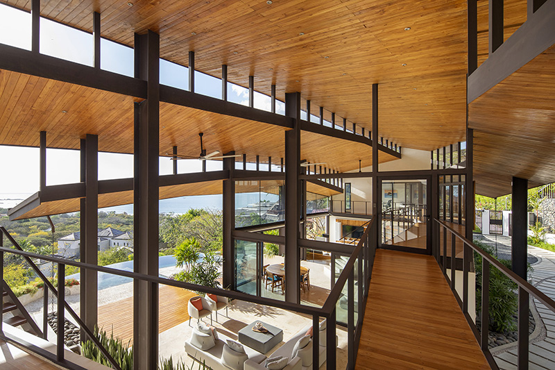 sequence of four roofs tops LSD architects' casa ondas in mountains of costa rica