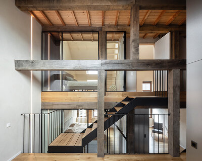 slaughterhouse café turns into sunlit multi-level residence by atelier vens vanbelle in belgium