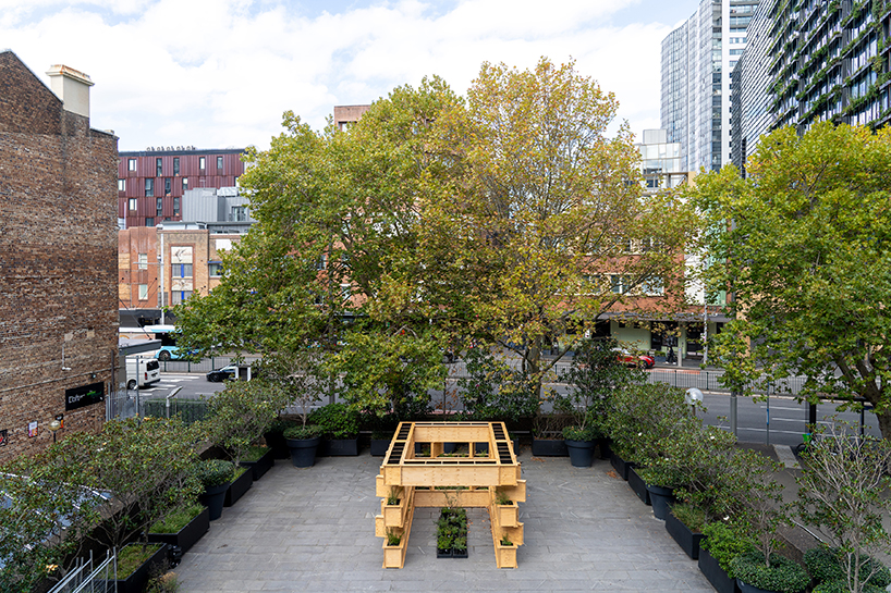 infra-architecture lab's shelter for plants and bees enhances urban pollination network