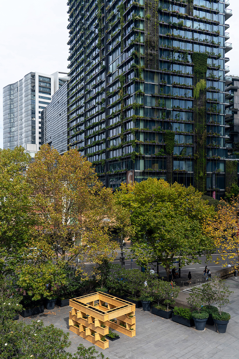 infra-architecture lab's shelter for plants and bees enhances urban pollination network