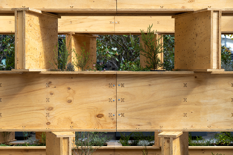 infra-architecture lab's shelter for plants and bees enhances urban pollination network