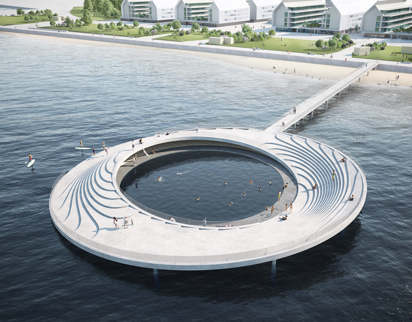 urban swimming pool in lisbon's river tagus doubles as amphitheater and solarium by x atelier & atelier baum