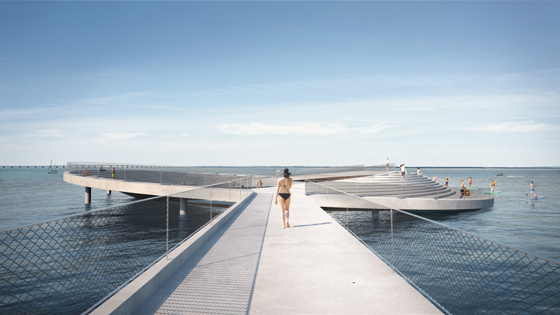 urban swimming pool in lisbon's river tagus doubles as amphitheater and solarium by x atelier & atelier baum