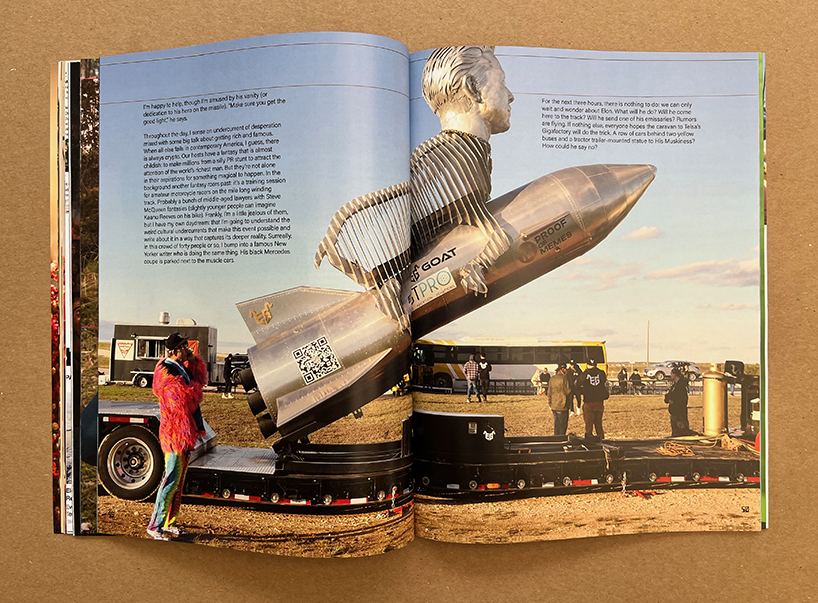 gigacities collectives' elon magazine's surreal imagery & investigative research uncover musk's media spectacles