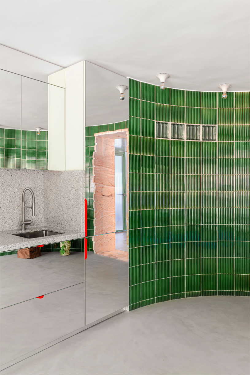 curved ceramic wall reforms 1966 apartment's conventional domestic layout in spain - 7