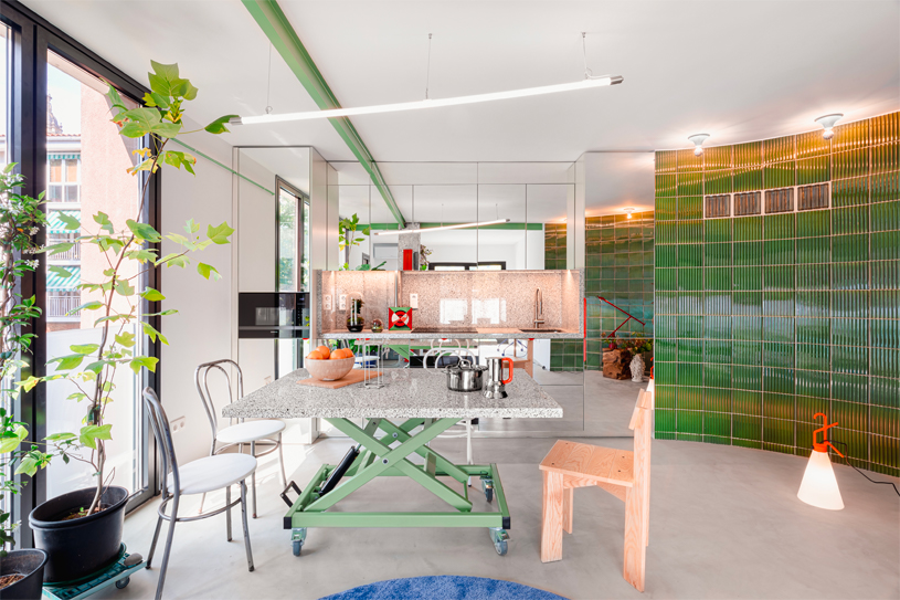 curved ceramic wall reforms 1966 apartment's conventional domestic layout in spain - 3