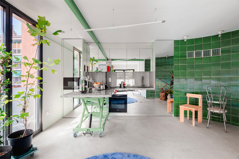 curved ceramic wall reforms 1966 apartment's conventional domestic layout in spain - 4
