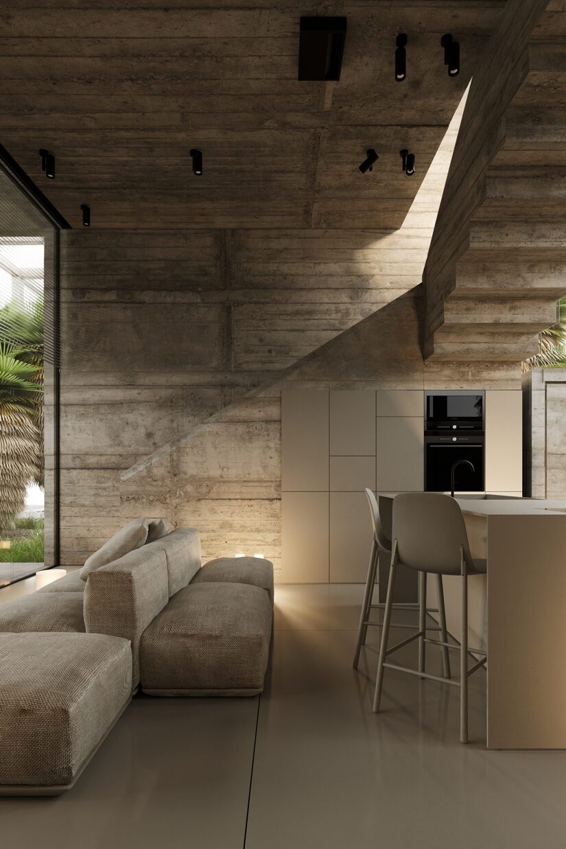 green and blue accents add organic vitality to igor sirotov architects' concrete villa in bali