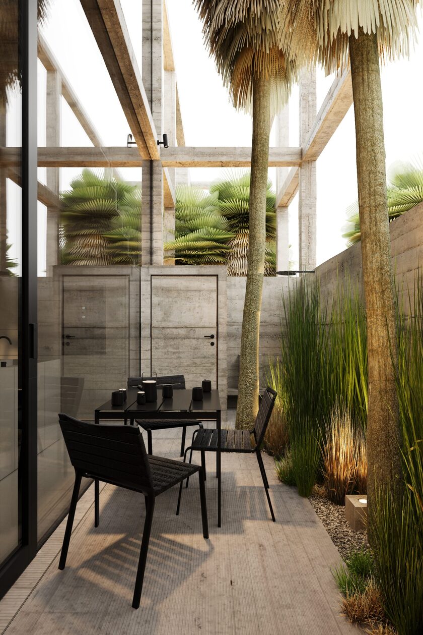 green and blue accents add organic vitality to igor sirotov architects' concrete villa in bali