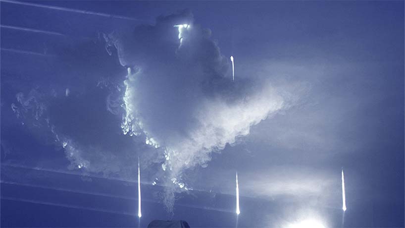 black void frames cloud installation as narrative tool in multimedia atmospheric performance - 1