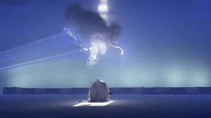 black void frames cloud installation as narrative tool in multimedia atmospheric performance - 2