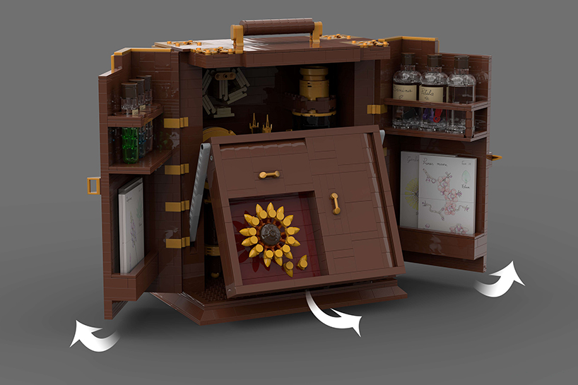 miniature LEGO tools compose a vintage portable field kit for botanical exploration - 3