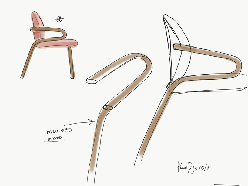 khodi feiz collaborates with swedese to create the 'amstelle' series of chairs and poufs