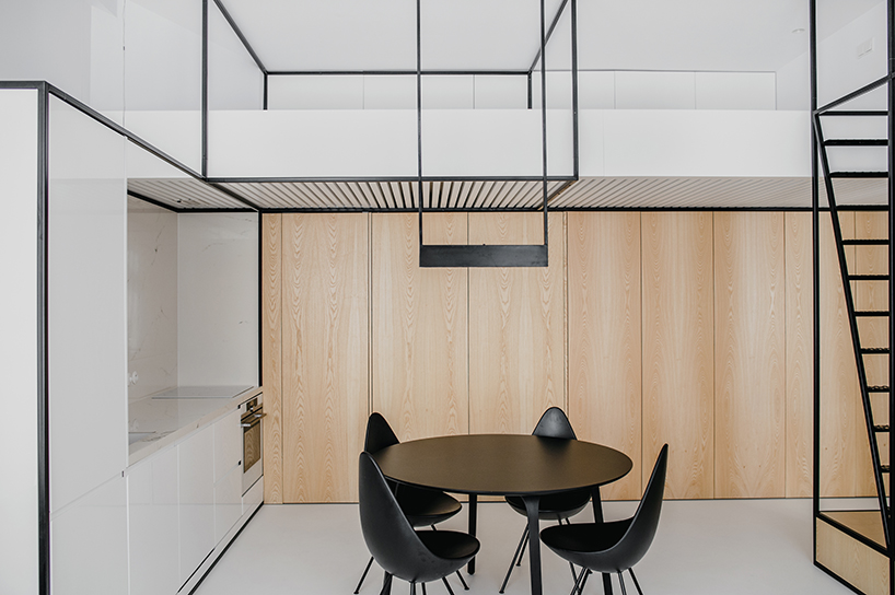 Wireframes idea #22: MUS architects’ wireframe apartment in cracow is designed to adjust the clients’ lifestyle
