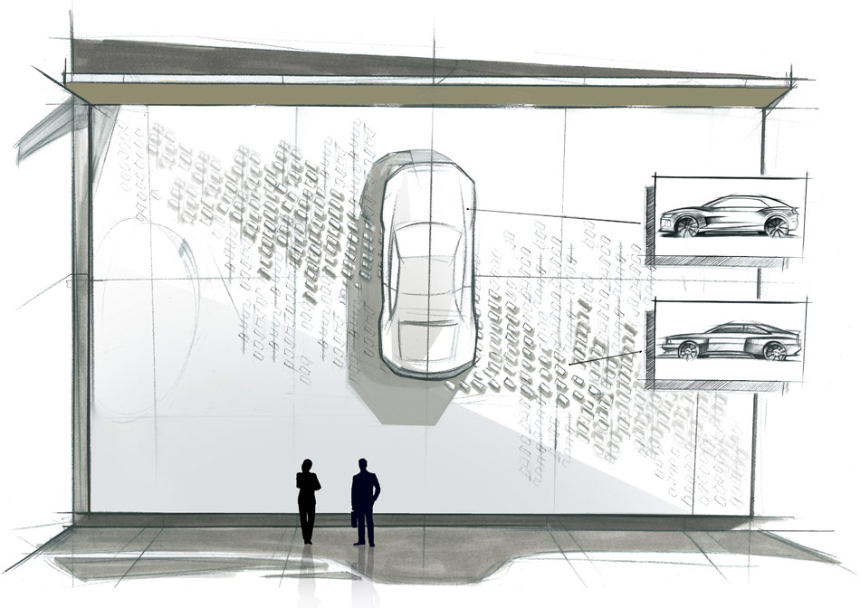AUDI design wall installation at pinakothek der moderne