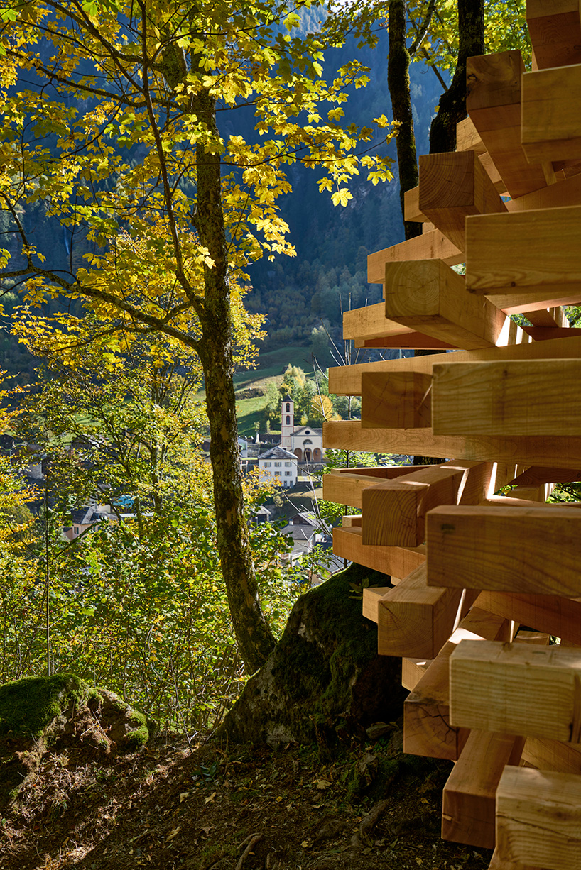 davide macullo ispace timber pavilion rossa switzerland designboom