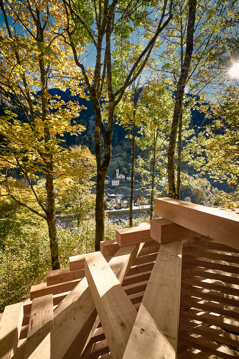 davide macullo ispace timber pavilion rossa switzerland designboom