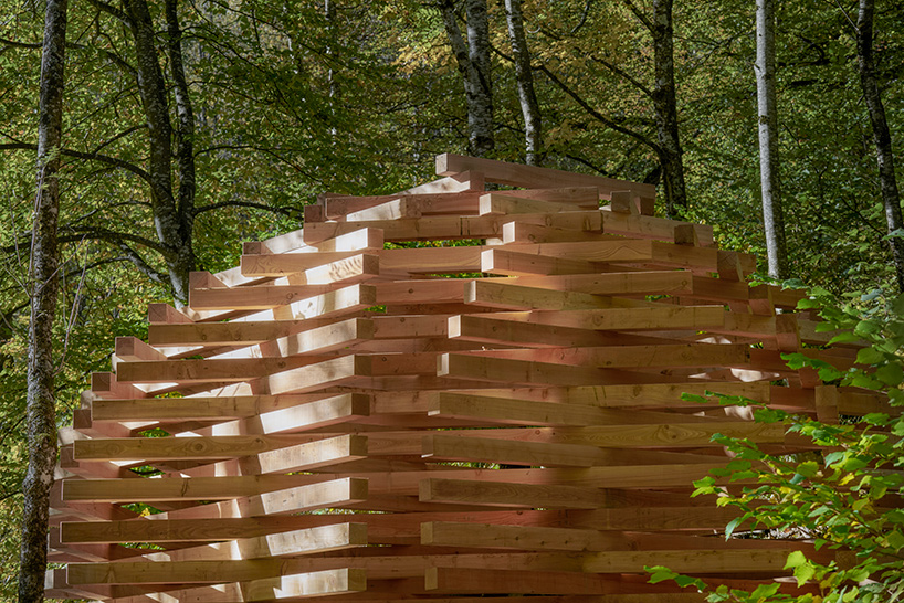 davide macullo ispace timber pavilion rossa switzerland designboom