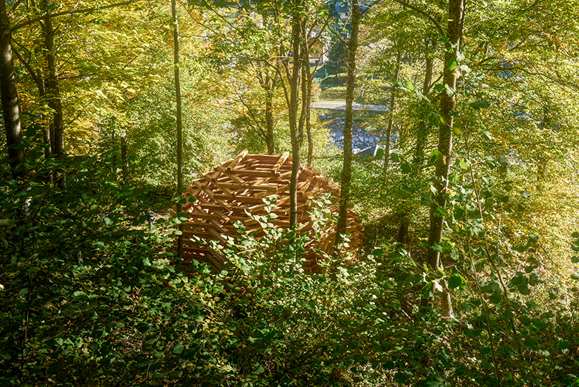 davide macullo ispace timber pavilion rossa switzerland designboom