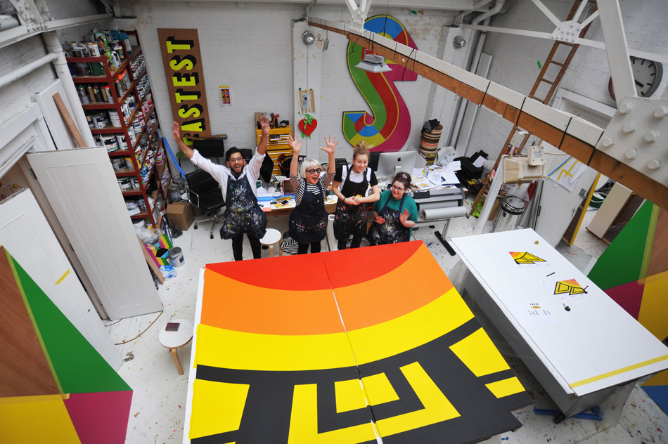 morag myerscough’s ‘POWER’ boldly welcomes battersea power station visitors designboom