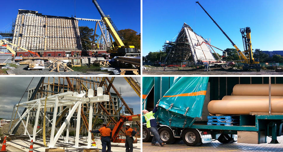 shigeru ban cardboard cathedral in christchurch construction