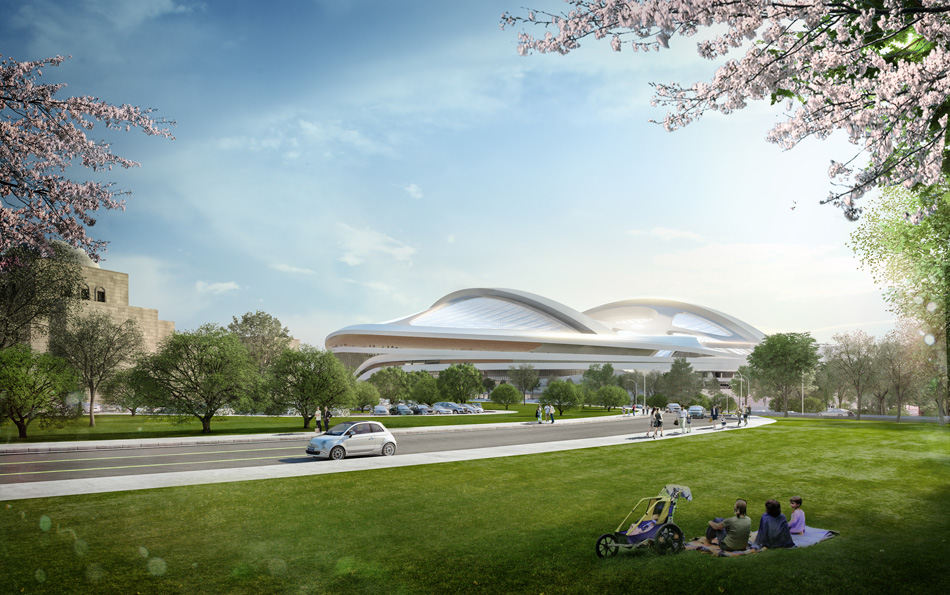 zaha hadid new national stadium tokyo 2020 presentation designboom