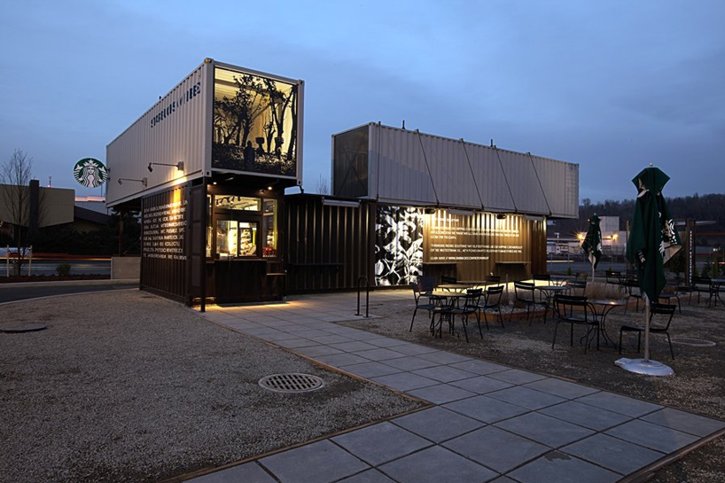 starbucks drive thru and walk up store made from shipping ...