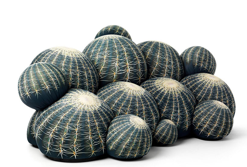 Cactus Canape Sofa And Ottoman Stools By Maurizio Galante