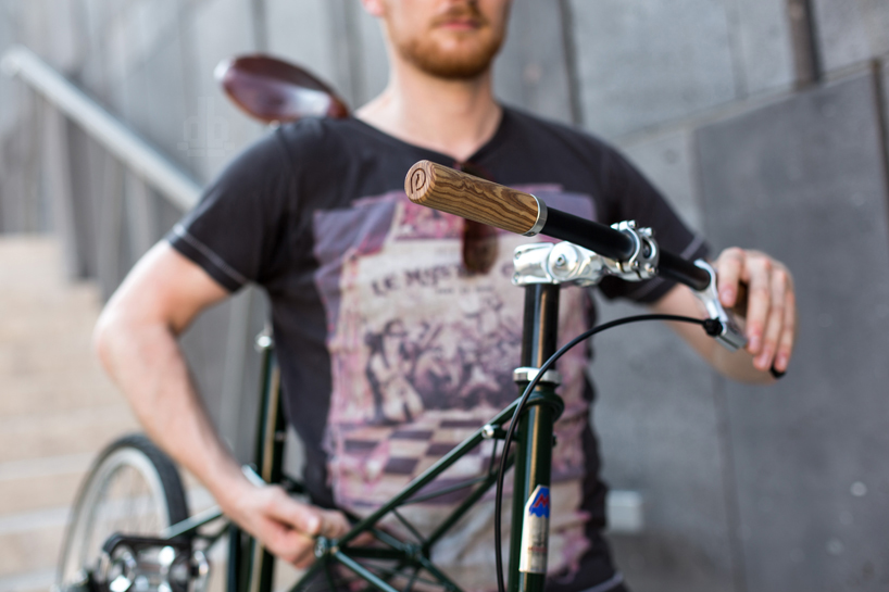 sustainable bike grips made from wood by pecker design - 1