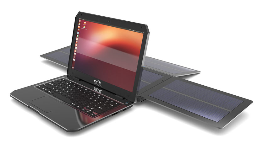 SOL solar powered laptop runs on ubuntu