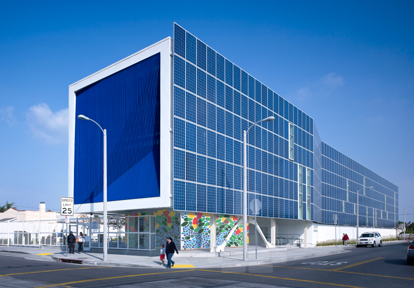impressive solar panel facade on LA school by brooks + scarpa