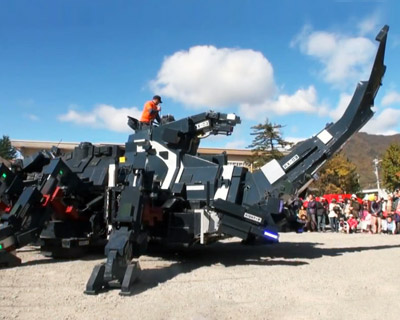 giant robotic beetle hits the streets of japan 