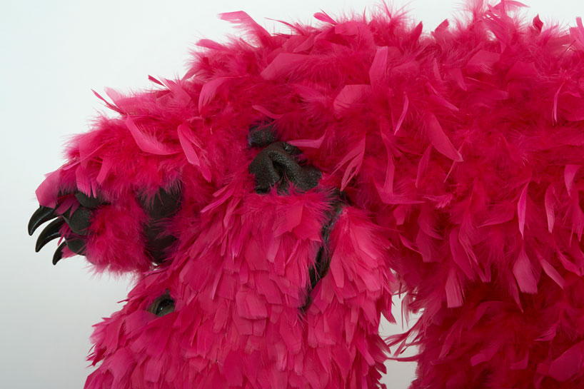 paola-pivi's-colorfully-feathered-bears-inhabit-galerie-perrotin-designboom_12 paola pivi's colorfully feathered bears inhabit galerie perrotin - 1